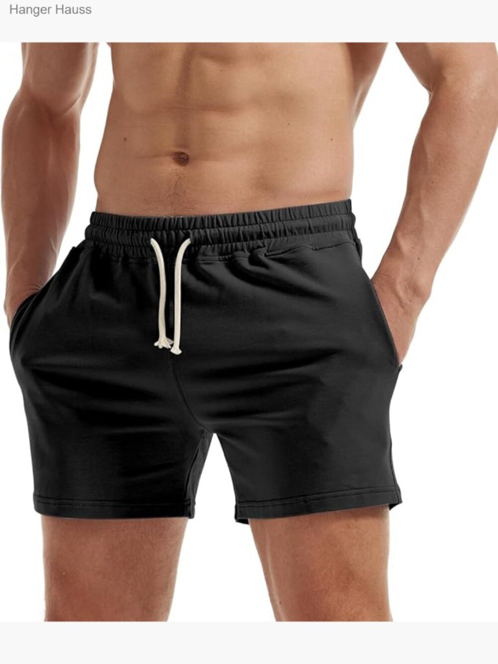 Mens Workout Sweat Shorts 5 Inch Cotton Athletic Gym Shorts Pockets